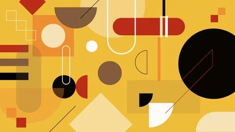 Yellow Abstract Background with Mixed Geometry Stock Illustration