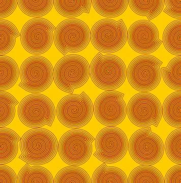 Yellow abstract background with orange snails Illustrazione stock