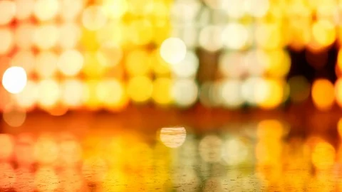 Yellow abstract bokeh background of light from Thai lanna lantern at night.  Stock Footage 119677719