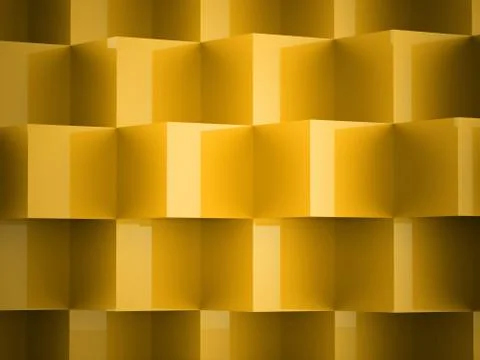 Yellow abstract cubes background rendered Stock Illustration