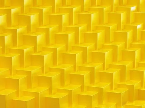 Yellow abstract cubes background. Repeating pattern. 3D illustration Yello... Stock Photos