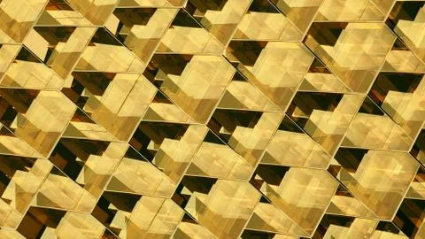 Yellow abstract cubes forming a background. Repeating pattern. 3D illustratio 스톡 일러스트