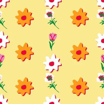 Yellow abstract floral repeat pattern design background Stock Illustration