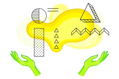 Yellow Abstract Flowing Shape and Contour Geometrical Objects Surrounded by Stock Illustration