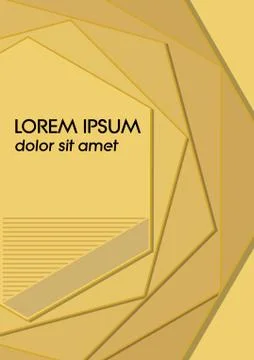 Yellow abstract flyer template. Background with hexagonal overlapping line pa Stock Illustration