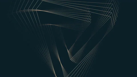 Yellow abstract geometric lines on dark space Stock Footage 196815347