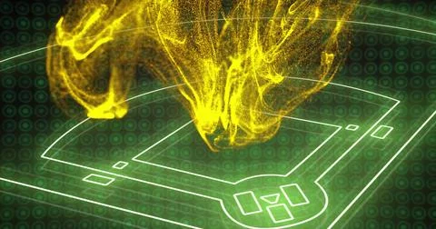 Yellow abstract image over digital baseball field diagram Stock Illustration