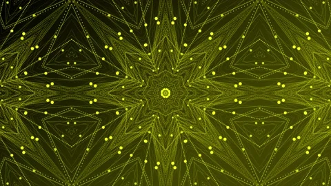 Yellow abstract kaleidoscope flora pattern background Stock Footage 222546485