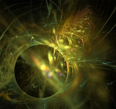 Yellow abstract linear pattern on black background, wallpaper, design Stock Illustration