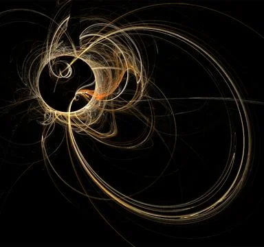 Yellow abstract linear pattern on black background, wallpaper, design Stock Illustration