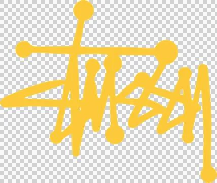Yellow abstract network is forming on transparent background, showing Stock Illustration