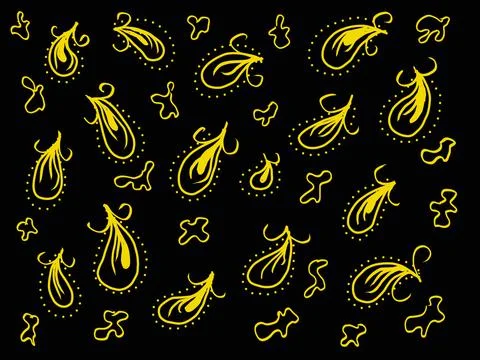Yellow abstract pattern on black background illustration Stock Illustration