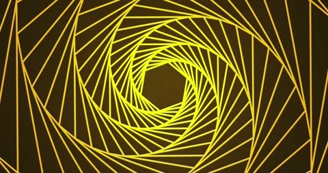 Yellow abstract rotating geometry line art Stock Footage 282810311