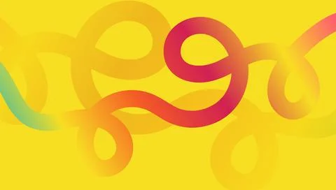 Yellow Abstract Scribble Background with Bold Curved Line Pattern 스톡 일러스트