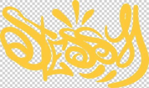 Yellow abstract script motif is flowing in flat design swirling curves bursts on Stock Illustration