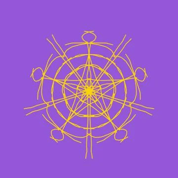 Yellow abstract shape on purple background. Computer generated geometric Stock Illustration