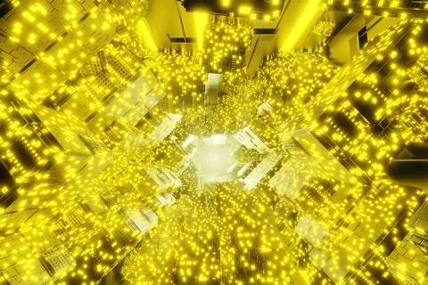 Yellow abstract technology big data digital background. 3d rendering. Abstract Stock-Illustration