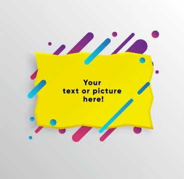 Yellow abstract Textbox shape with trendy neon lines and circles. Stockillustratie