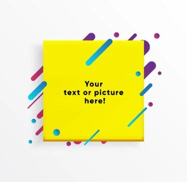 Yellow abstract Textbox shape with trendy neon lines and circles. Stockillustratie