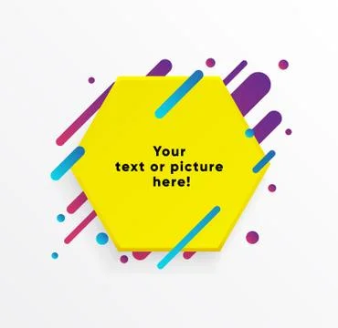 Yellow abstract Textbox shape with trendy neon lines and circles. Stockillustratie