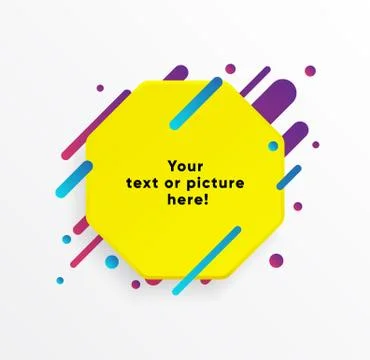 Yellow abstract Textbox shape with trendy neon lines and circles. 库存插图
