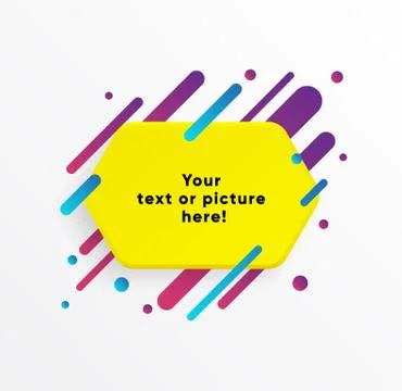 Yellow abstract Textbox shape with trendy neon lines and circles. Illustrazione stock