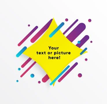 Yellow abstract Textbox shape with trendy neon lines and circles. イラスト素材