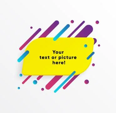 Yellow abstract Textbox shape with trendy neon lines and circles. Stockillustratie