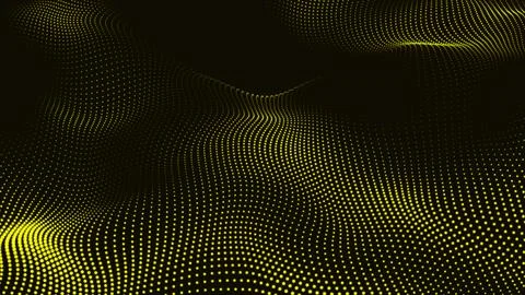Yellow Abstract Trapcode Form digital particle wave and lights background. .. 스톡 일러스트