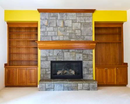 Yellow accent wall Stock Photos