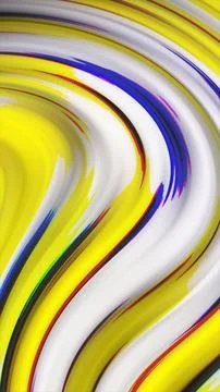 Yellow acrylic fluid paint abstract 3d waves Ilustração Stock