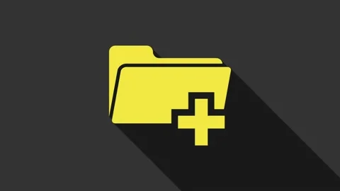Yellow Add new folder icon isolated on grey background. New folder file sign Stock Footage 147691522