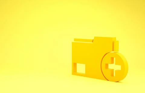 Yellow Add new folder icon isolated on yellow background. New folder file. Co Stock Illustration
