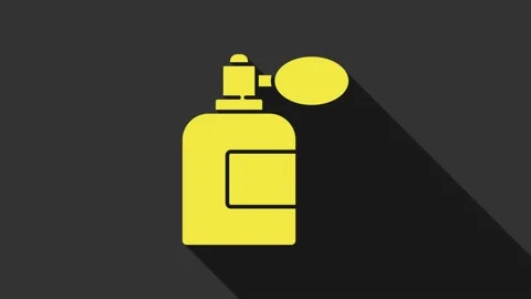Yellow Aftershave bottle with atomizer icon isolated on grey background. Cologne Video stock 147701331