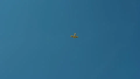 Yellow Aircraft is Flying Stock Footage 283561745