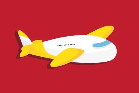 YELLOW AIRPLANE ON RED BACKGROUND Stock Illustration