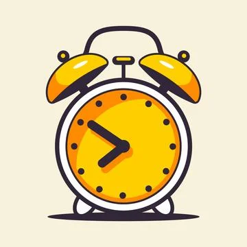 Yellow alarm clock with stroke. Stock Illustration