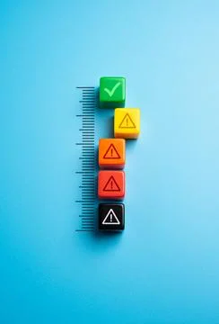 Yellow alert level. Mitigating risks effectively. Importance of monitoring Stock Photos