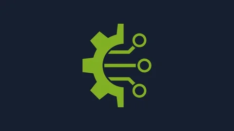 Yellow Algorithm icon isolated on blue background. Algorithm symbol design from Stock Footage 232055477