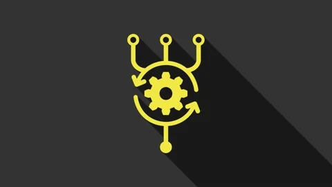 Yellow Algorithm icon isolated on grey background. Algorithm symbol design from Stock Footage 147692512