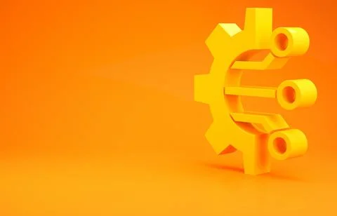 Yellow Algorithm icon isolated on orange background. Algorithm symbol design  Stock Illustration