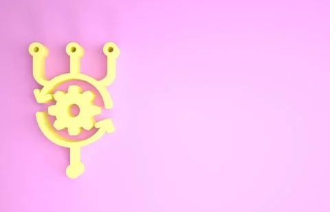Yellow Algorithm icon isolated on pink background. Algorithm symbol design fr Stock Illustration
