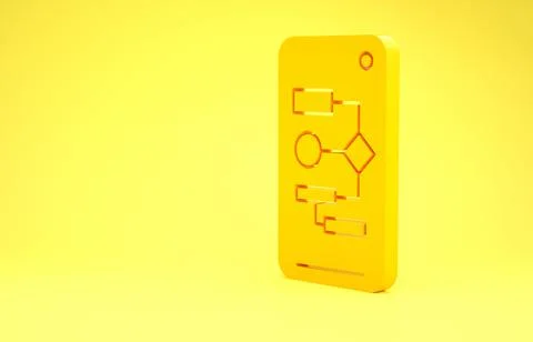 Yellow Algorithm icon isolated on yellow background. Algorithm symbol design  Stock Illustration