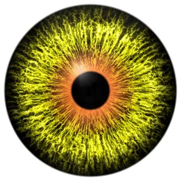 Yellow alien eye with orange ring around the pupil Stock Illustration