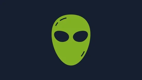 Yellow Alien icon isolated on blue background. Extraterrestrial alien face or Stock Footage 232074506