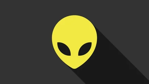 Yellow Alien icon isolated on grey background. Extraterrestrial alien face or Stock Footage 147693180