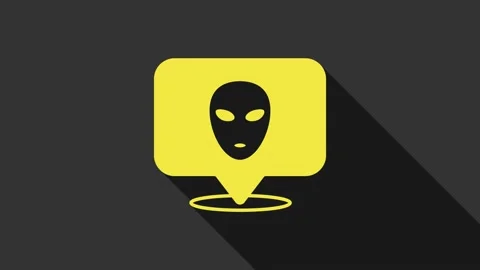 Yellow Alien icon isolated on grey background. Extraterrestrial alien face or Stock Footage 155475798