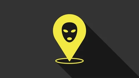 Yellow Alien icon isolated on grey background. Extraterrestrial alien face or Stock Footage 155476031