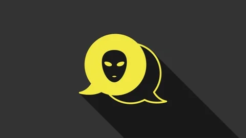 Yellow Alien icon isolated on grey background. Extraterrestrial alien face or Stock Footage 155476298
