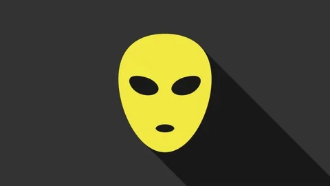 Yellow Alien icon isolated on grey background. Extraterrestrial alien face or Stock Footage 155476659